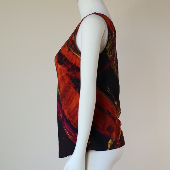 On bias sleeveless silk top in burnt ember tones - Picture 3 of 10